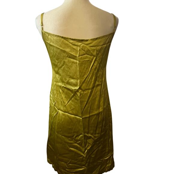 Stephanie Anne Luxury 100% Silk Slip Dress, Chartreuse Green, Small NWT - Picture 4 of 7